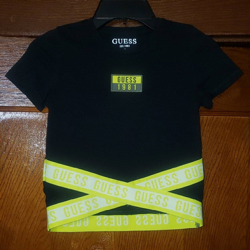 Kids Guess Black and Yellow Reflective Tee